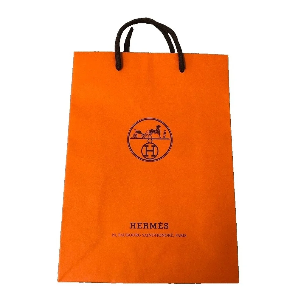 Hermes Authentic Orange Paper Shopping Bag Gift Small Rectangle 11.5x8x3.5